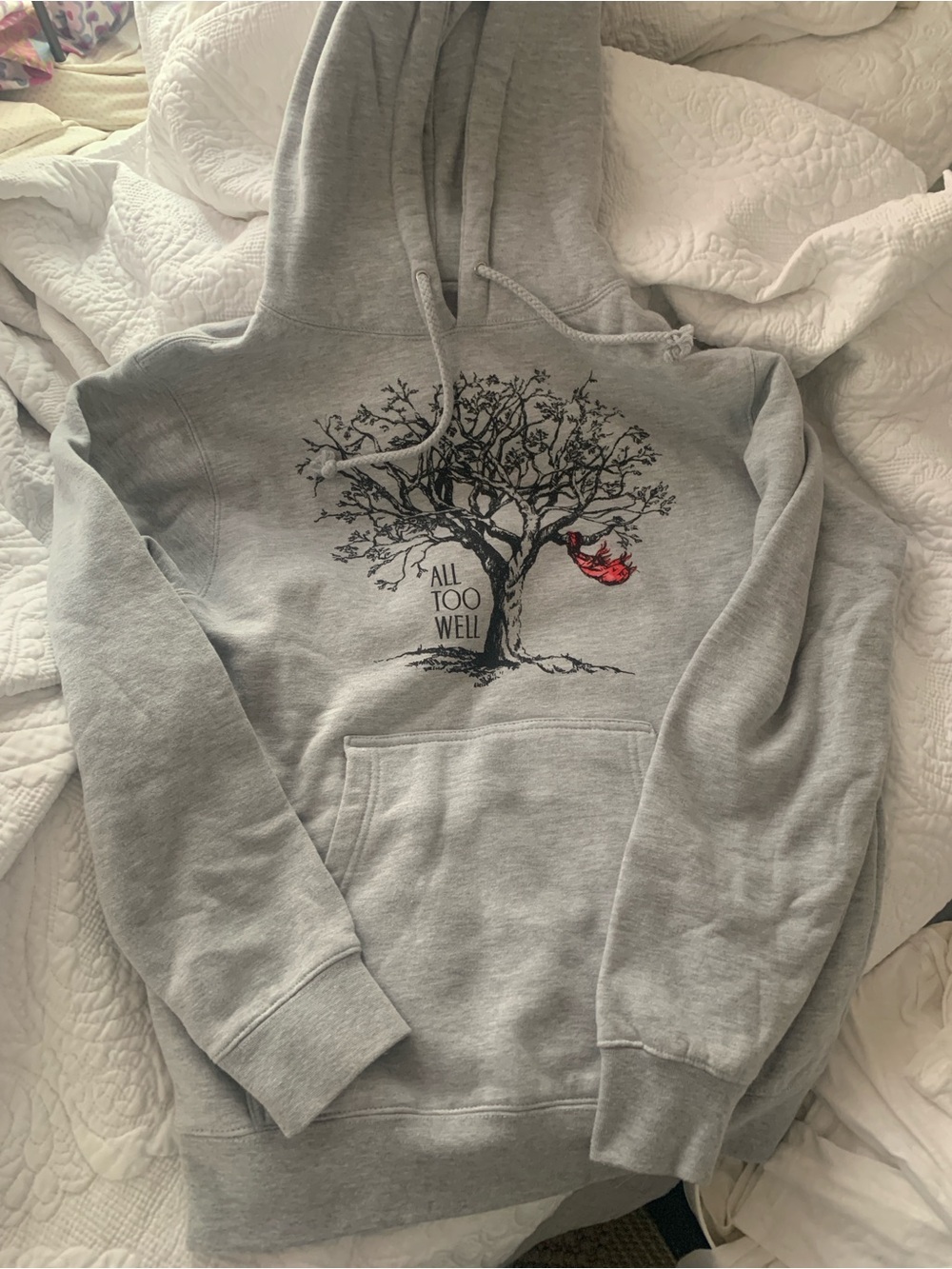 Taylor Swift Gray 'All Too Well' Tree Hoodie with Red Scarf New w out Tags